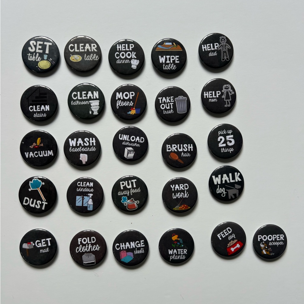 Set of Black Chore Magnets